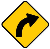 Road Curve to Right Ahead